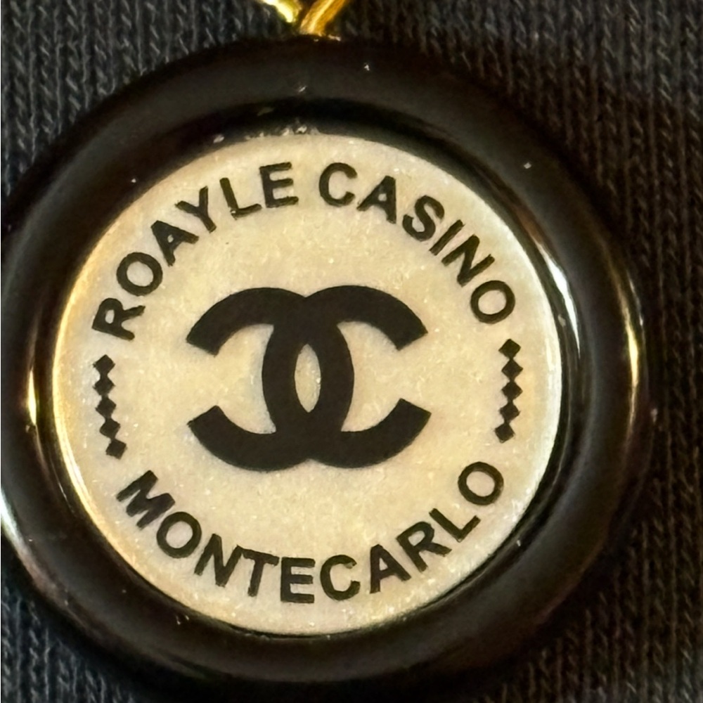 CHANEL Casino Roayle Black and White Casino Chip Keychain pendant